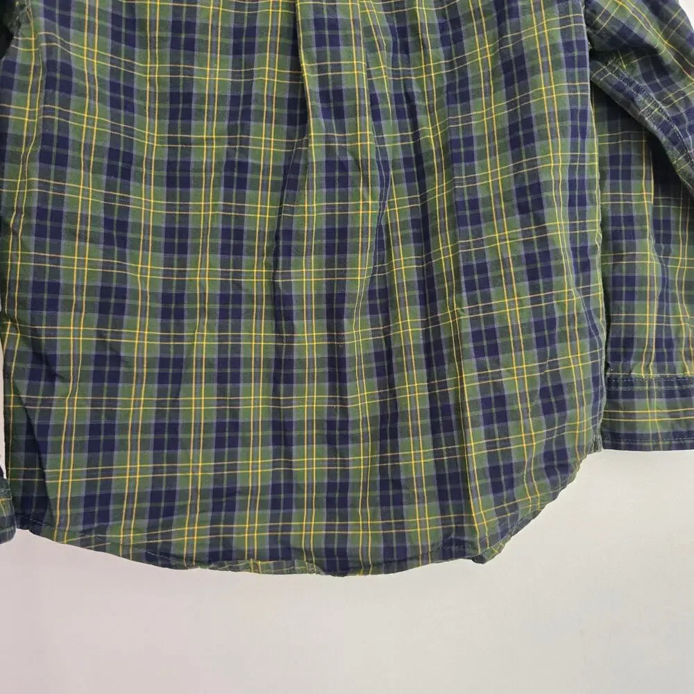 Janie and Jack Boy Plaid Dress Shirt Button Front Size 4 Green Cotton Fall